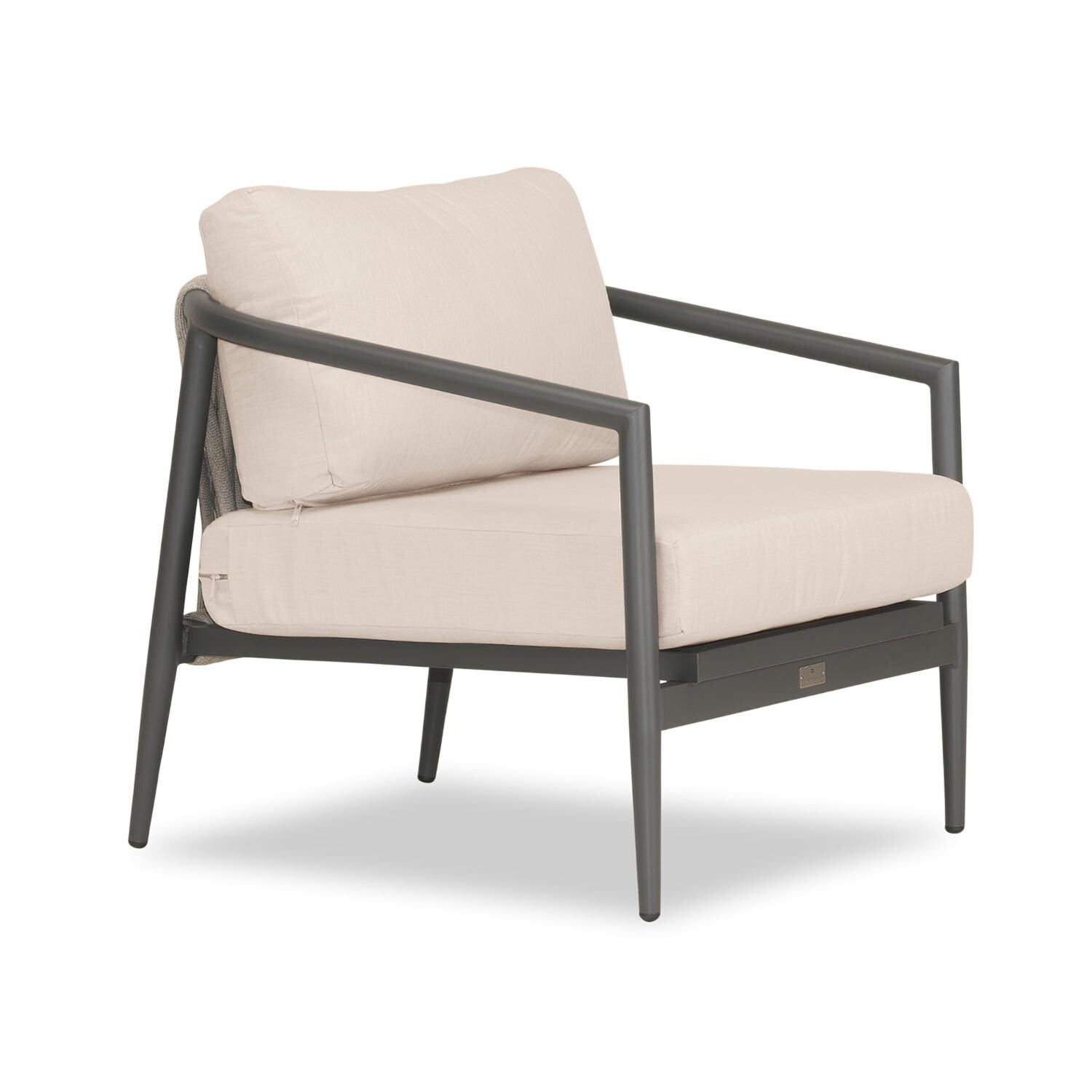 Lakeview Midnight Cove Aluminum Club Chair Rocking in Slate/Pebble Gray/Canvas Flax - Angled - White Background thumbnail