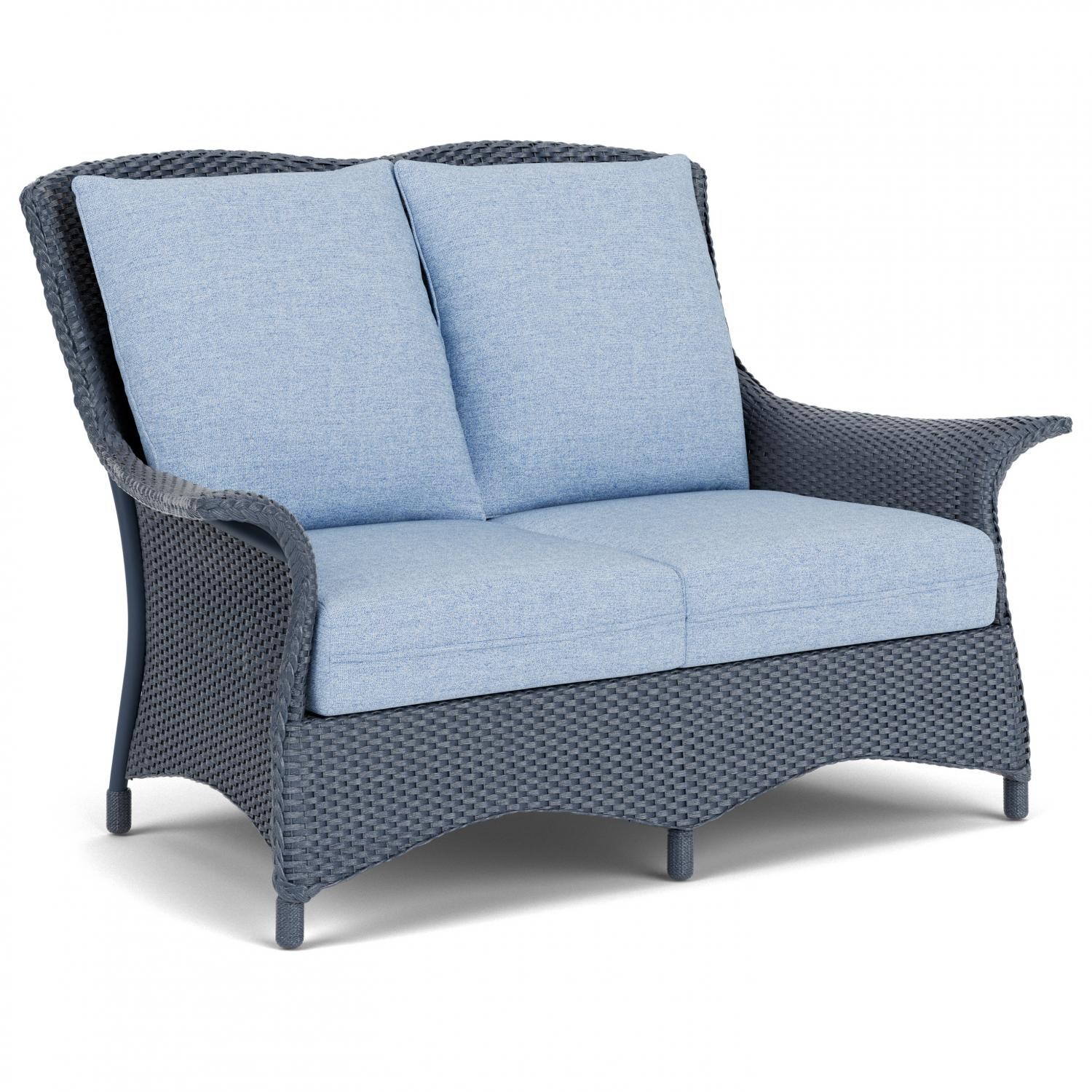 Lloyd Flanders Mandalay Loveseat In Denim Blue Finish With Demo Skyway Fabric - Angled thumbnail