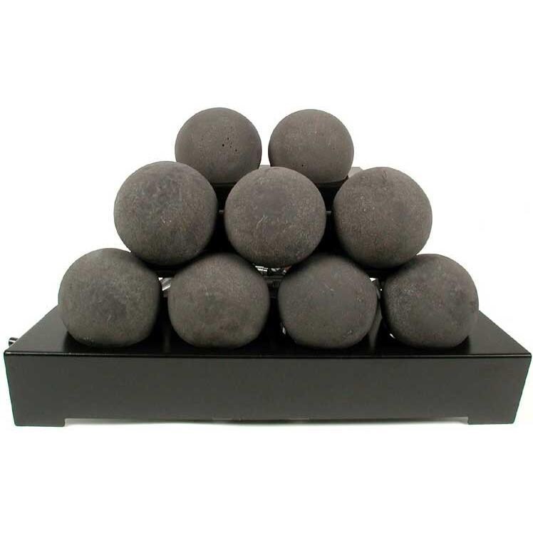 Rasmussen 20-Inch Black ALTERNA See-Thru FireBall Set With Vent Free Propane Black Chassis Burner - Variable Flame Remote