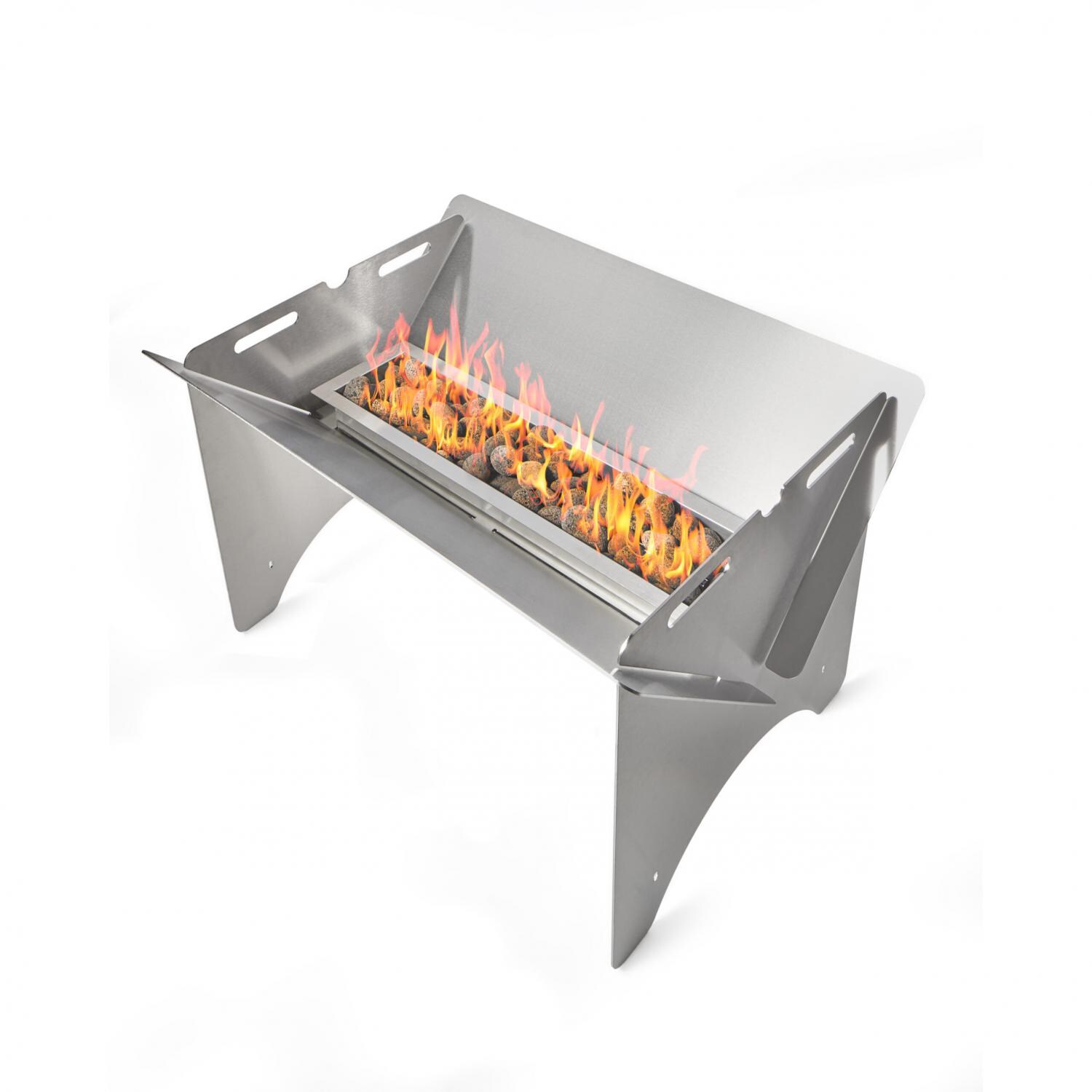 Pitts and Spitts F-SSGAS Pitts & Spitts Stainless Steel Gas Firepit - Flaming Lava Rocks thumbnail