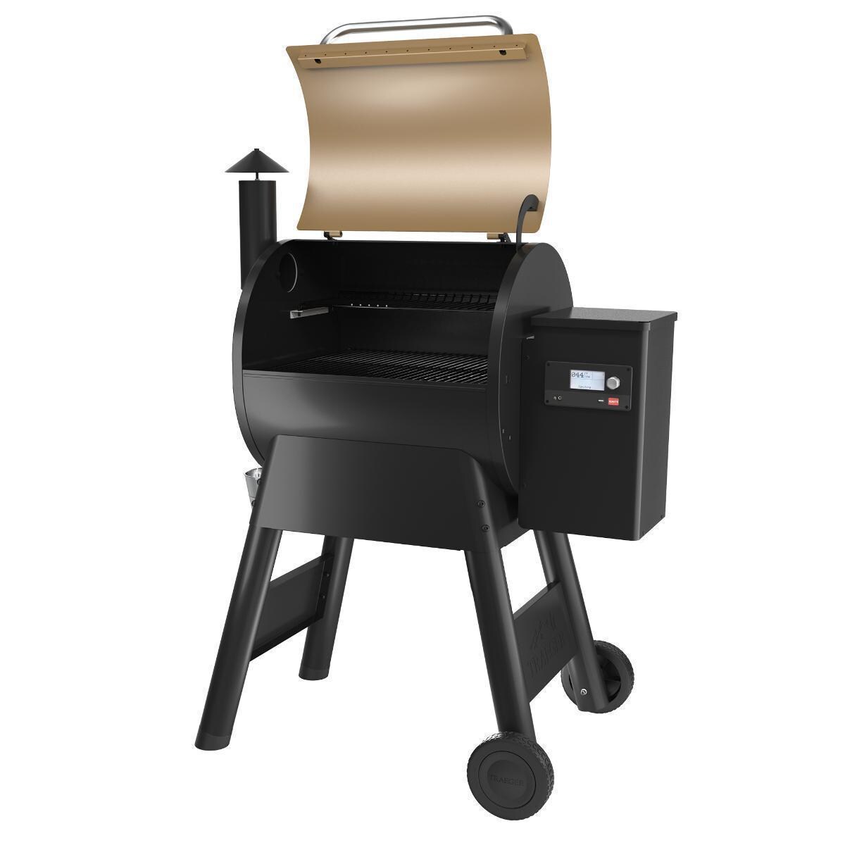 Traeger TFB57GLE Pro 575 Bronze Wood Pellet Grill - Open Hood - WhiteBackground thumbnail