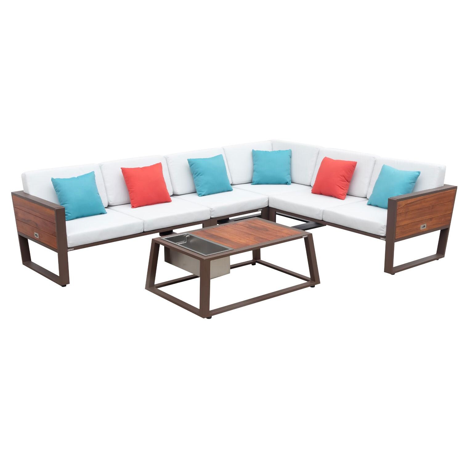 York 5 Pc Aluminum Seating Set in Brown by HIGOLD