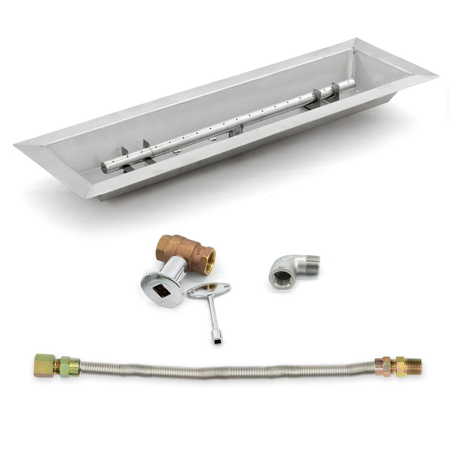 BBQGuys Signature 24-Inch Linear Drop-In Pan W/ 19-Inch Natural Gas T-Burner & Connection Kit image