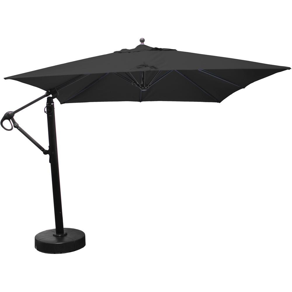 Galtech 10 X 10 Ft. Square Aluminum Patio Cantilever Umbrella W/ Easy Lift And Easy Tilt Wheel - Black Frame W/ Sunbrella Canvas Black Canopy