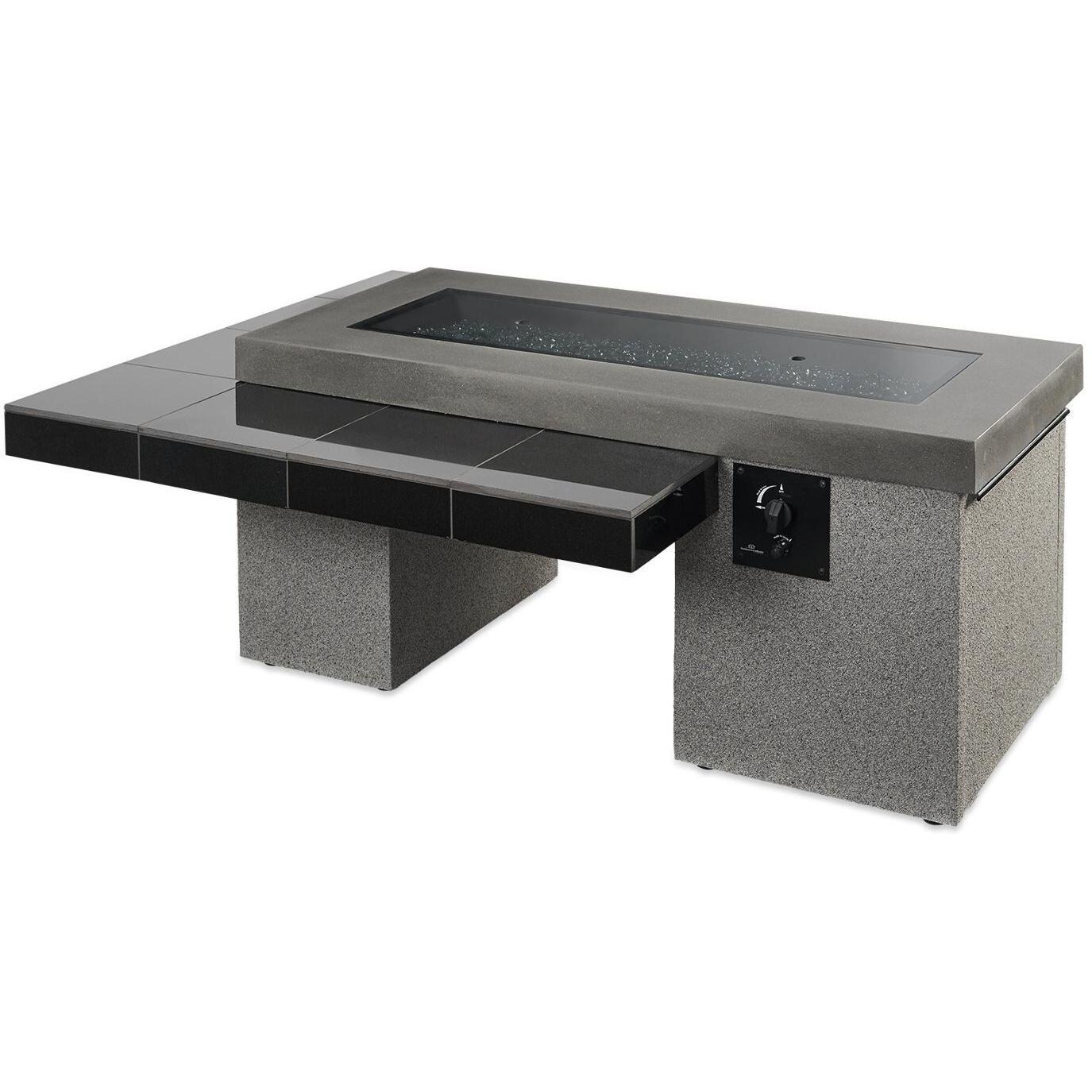 Lakeview Outdoor Designs Emfield Linear Gas Fire Pit Table - Black - Includes Grey Glass Burner Cover - White Background thumbnail