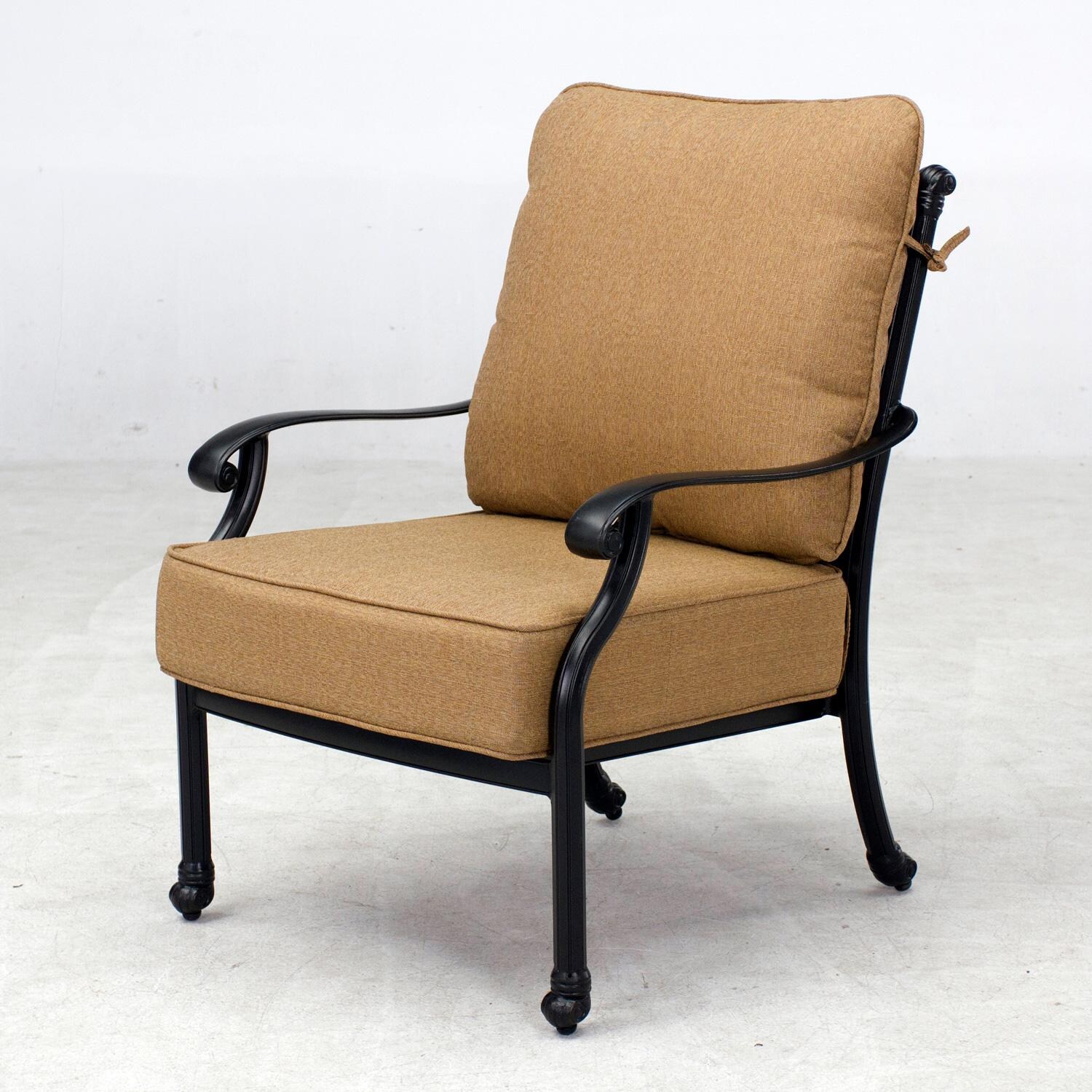 Darlee Madison 3 Piece Cast Aluminum Patio Conversation Set W/ 24-Inch Round Ice Bucket End Table & Sesame Cushions - Chair Only thumbnail