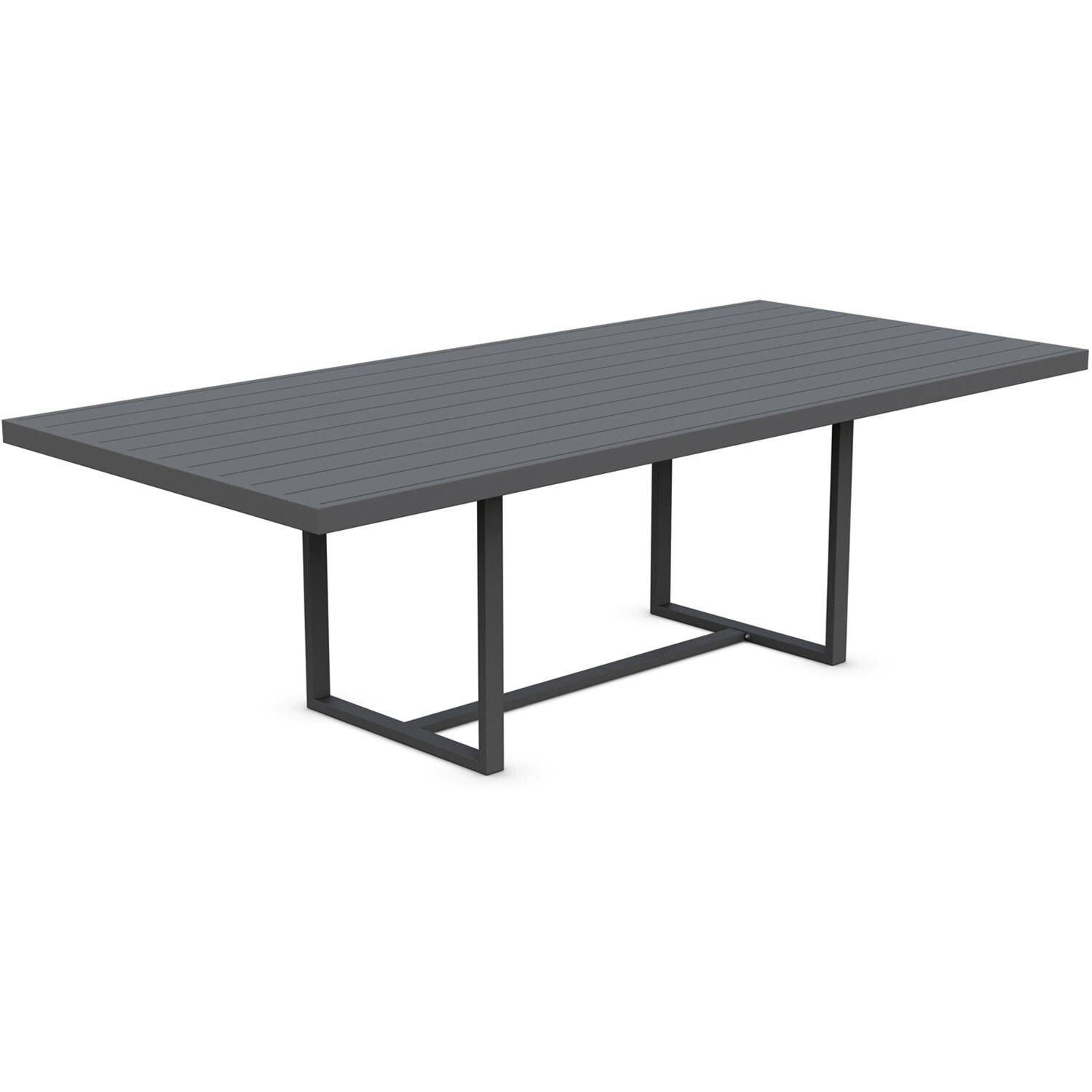 Azzurro Living Pavia 96 Inch Charcoal Aluminum Dining Table - Angled - White Background thumbnail