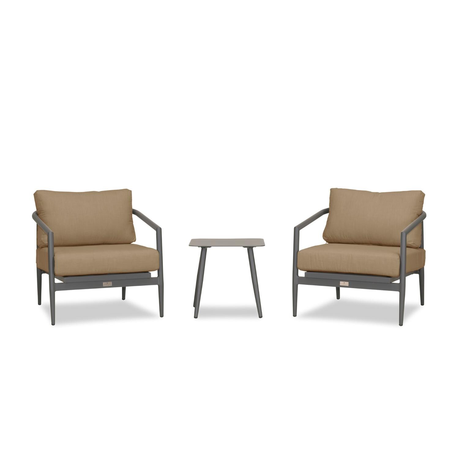 Lakeview Midnight Cove 3 Pc Aluminum Club Chair Seating Set in Slate/Pebble Gray/Heather Beige - Front - White Background thumbnail