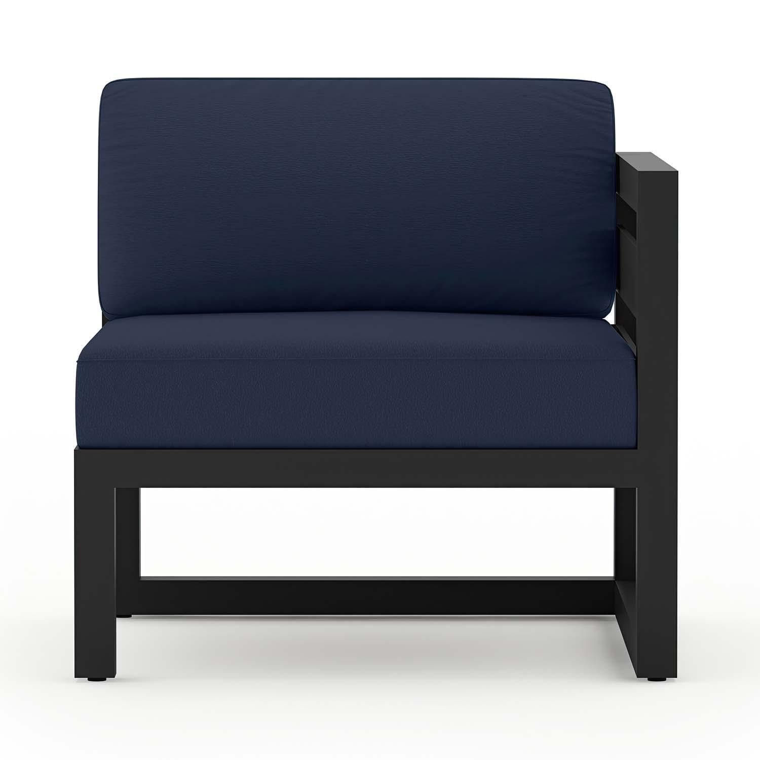 Misty Cove 6 Pc Aluminum Sectional Seating Set w/ Swivel Chairs in Black/Spectrum Indigo by Lakeview Outdoor Designs - Right Chair - White Background thumbnail