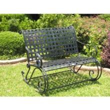 International Caravan Mandalay Wrought Iron Patio Double Rocker - Antique Black image