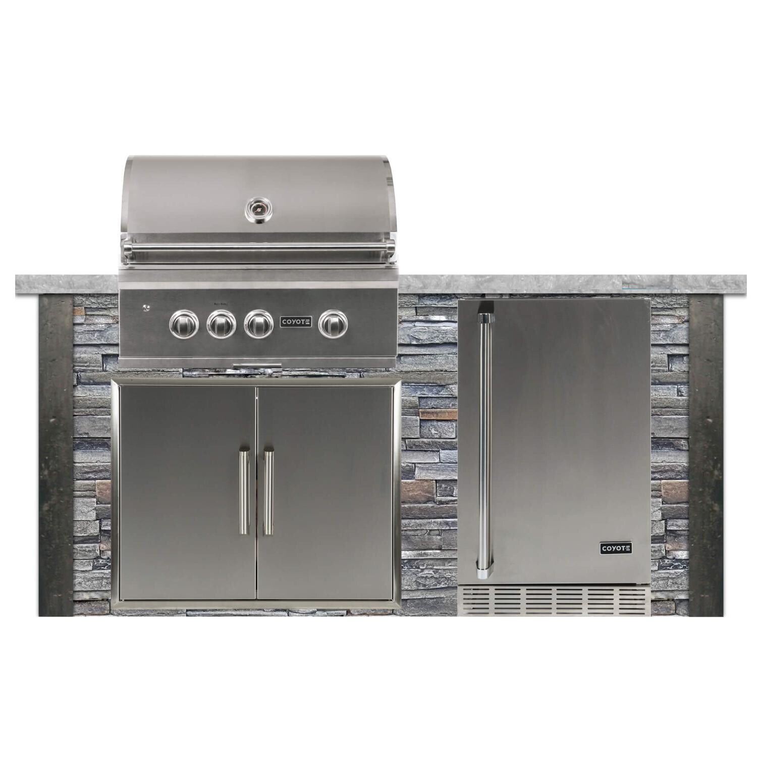 Coyote RTAC-G6-P-SG-C2SL30LP Ready-To-Assemble 6 Ft Outdoor Kitchen Island With 30-Inch S Series Propane Gas Grill - Stacked Stone/Stone Gray thumbnail