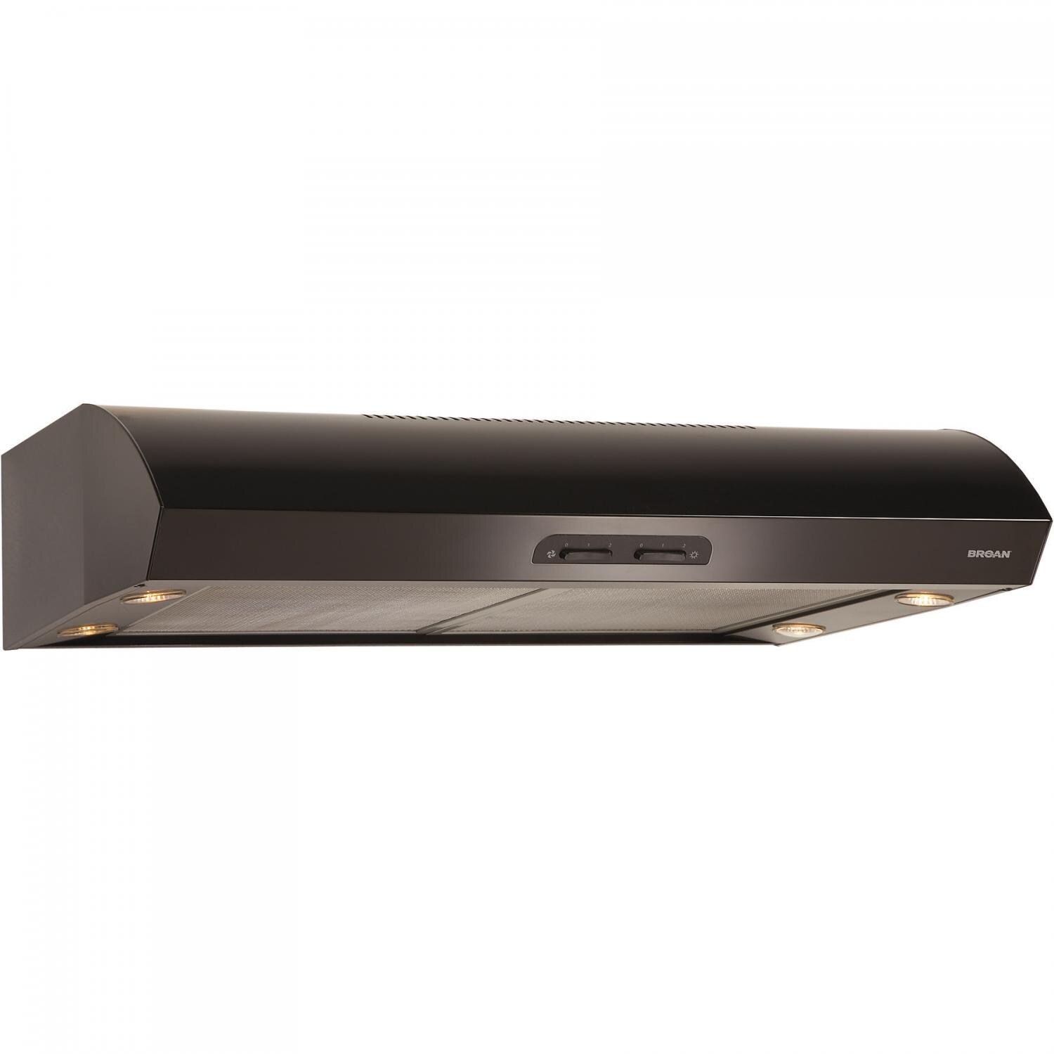 Broan 42-Inch 300 CFM Under Cabinet Range Hood - Black - QP142BL - Lit thumbnail