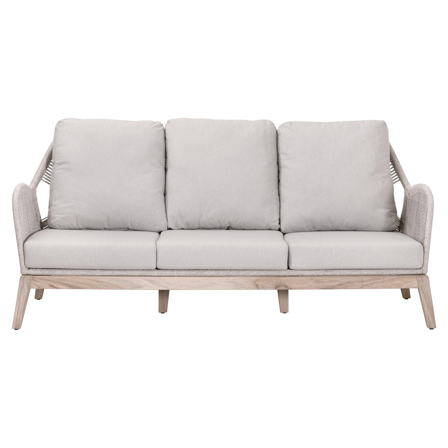 Peninsula Way 3 Person Woven Rope Sofa in Taupe & White By Lakeview