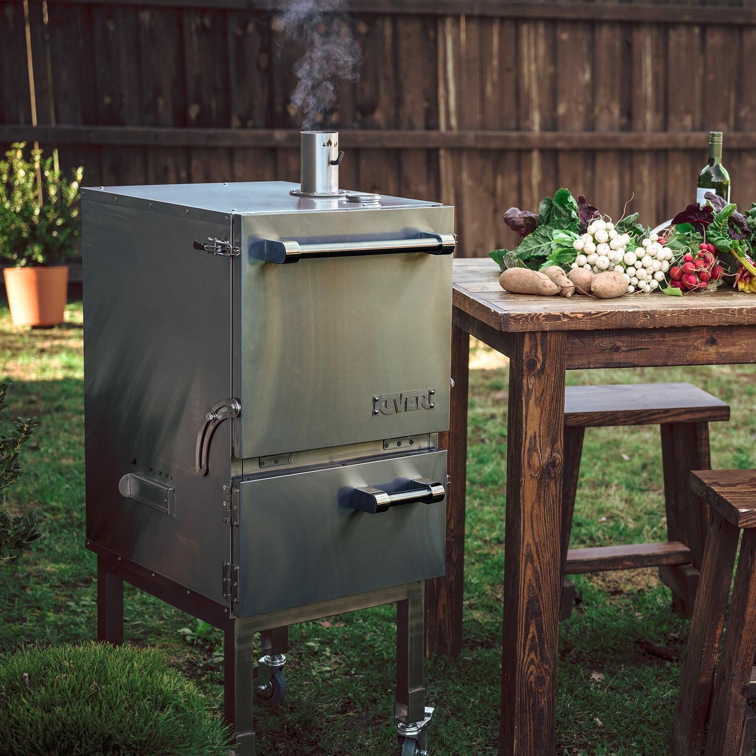 Keveri H1SS H1 Inox Vertical Muti-Purpose Charcoal Oven - Stainless Steel - Lifestyle 2 thumbnail