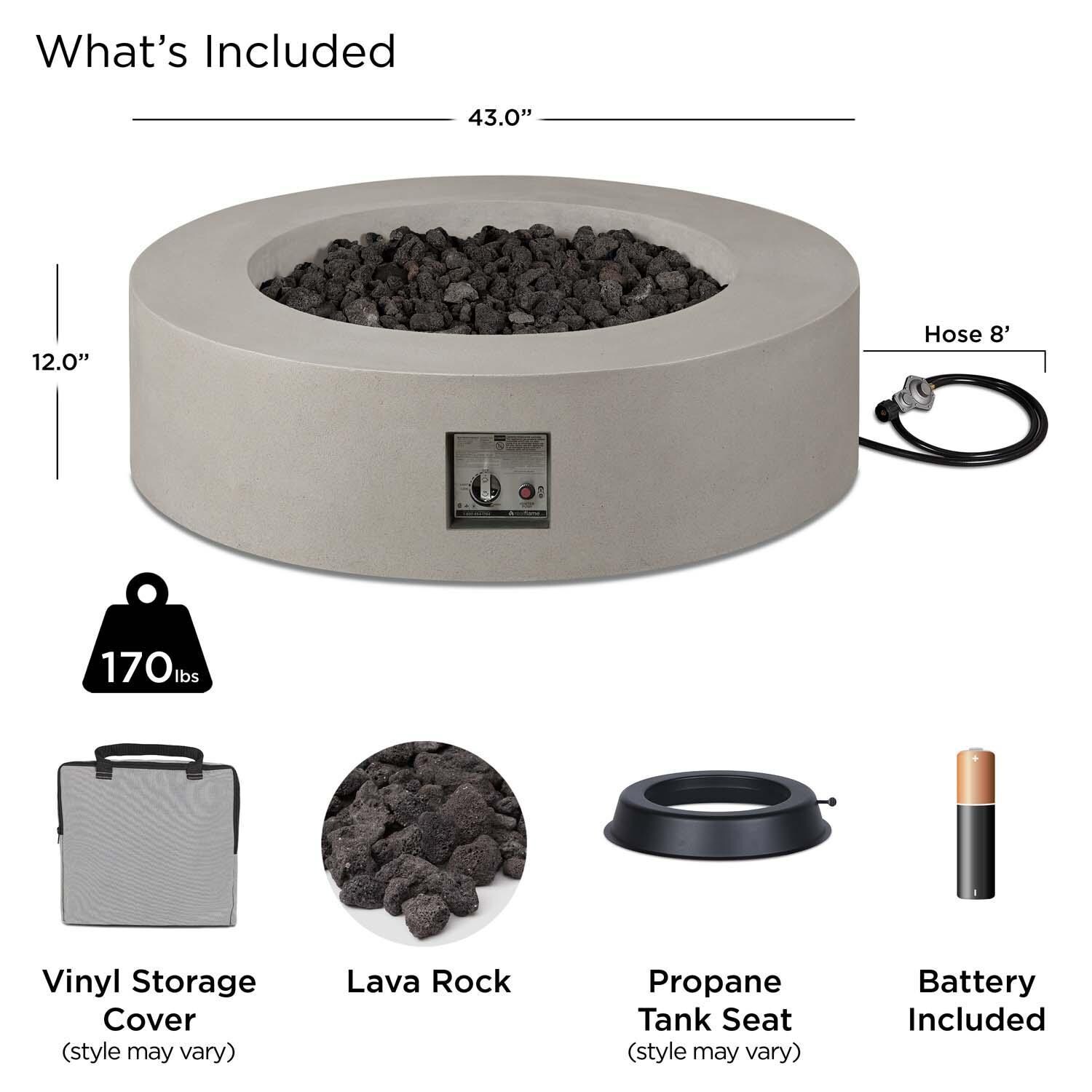 Hillview Bay 43 Inch Round Glass Fiber Reinforced Concrete Propane Fire Pit Table in Flint by BBQGuys Signature - Included thumbnail