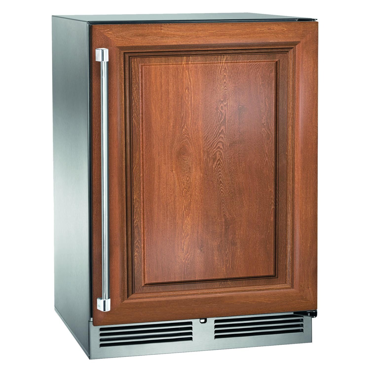 Perlick HP24RO-4-2RL 24-Inch Signature Series Stainless Steel Panel Ready Outdoor Refrigerator w/ Door Lock - Custom Dark Wood Panel