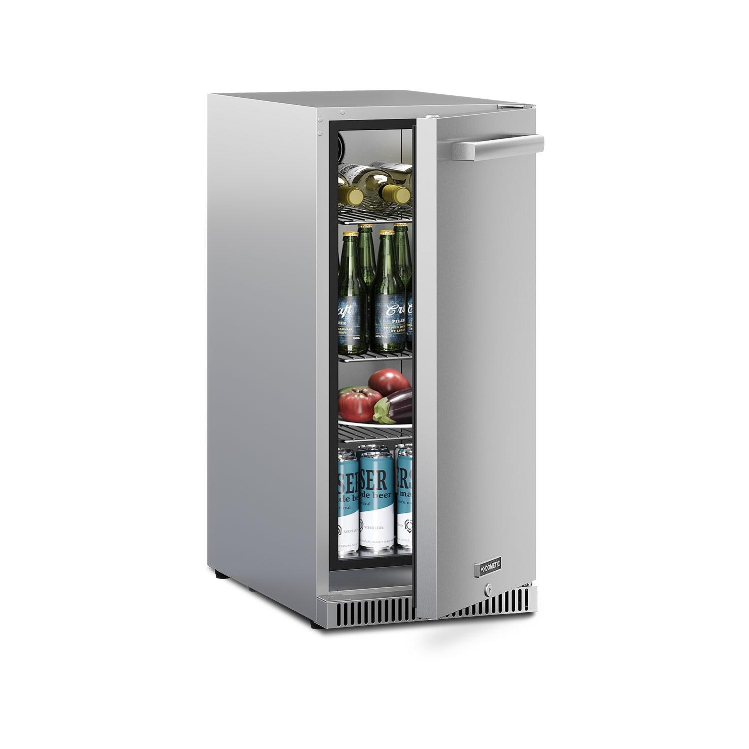 Dometic E-Series 15-Inch Reversible Hinge Refrigerator W/ Lock - Filled W/ Beverages thumbnail