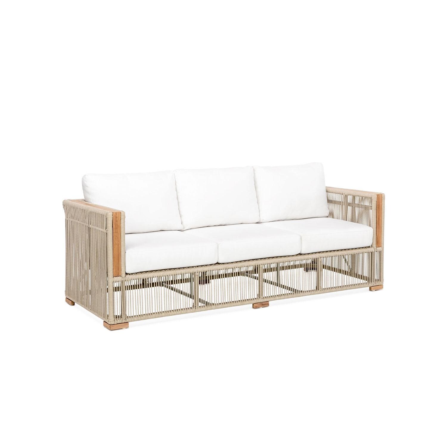 Pelican View 3 Person Woven Rope Sofa in Natural by Lakeview Outdoor Designs - Angled - White Background thumbnail