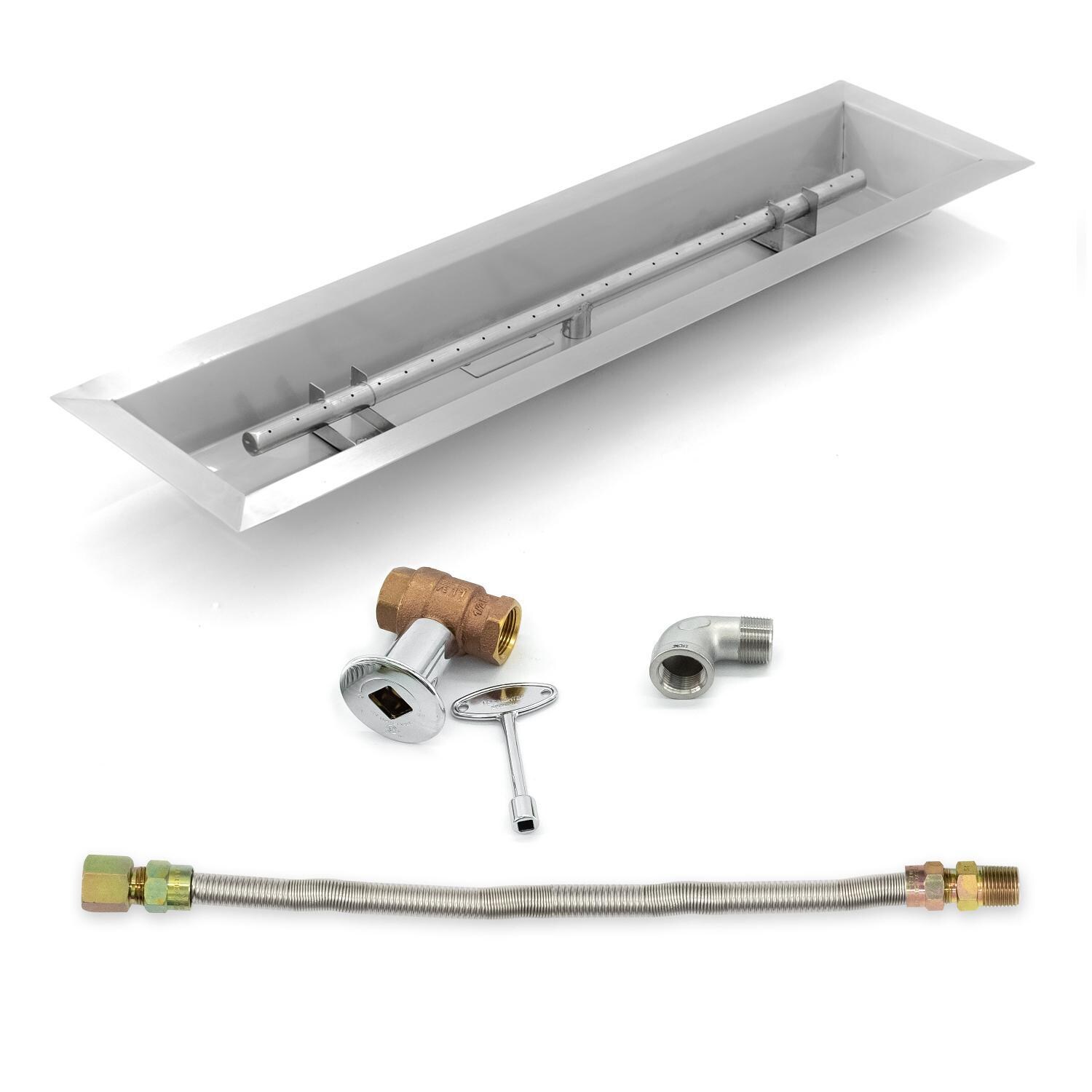 BBQGuys Signature 30-Inch Linear Drop-In Pan W/ 25-Inch Natural Gas T-Burner & Connection Kit image
