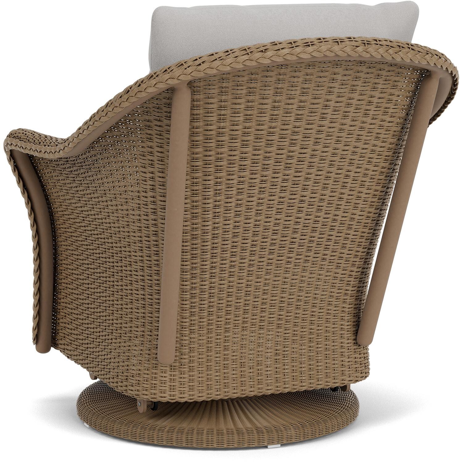 Lloyd Flanders Weekend Retreat Swivel Glider Lounge Chair in Fawn Finish W/ Tundra Dove Fabric - Back Left thumbnail