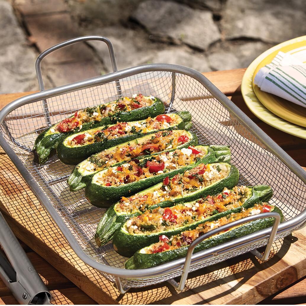 Outset 76359 Stainless Steel Roasting Basket - Roasting Stuffed Peppers thumbnail