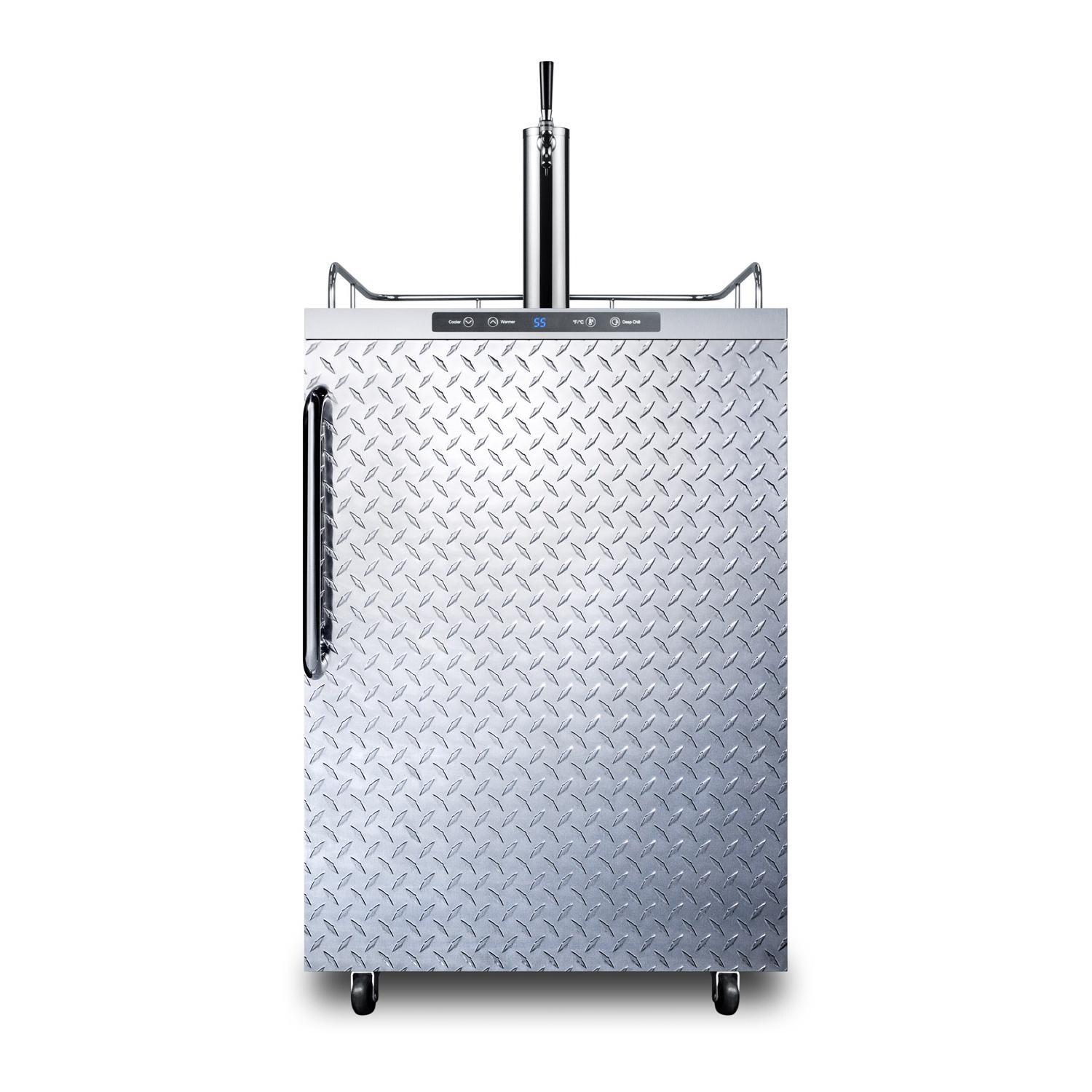 Summit 24-Inch 5.6 Cu. Ft. Outdoor Rated Single Tap Beer Dispenser / Kegerator - Diamond Plate Aluminum - SBC635MOSDPL