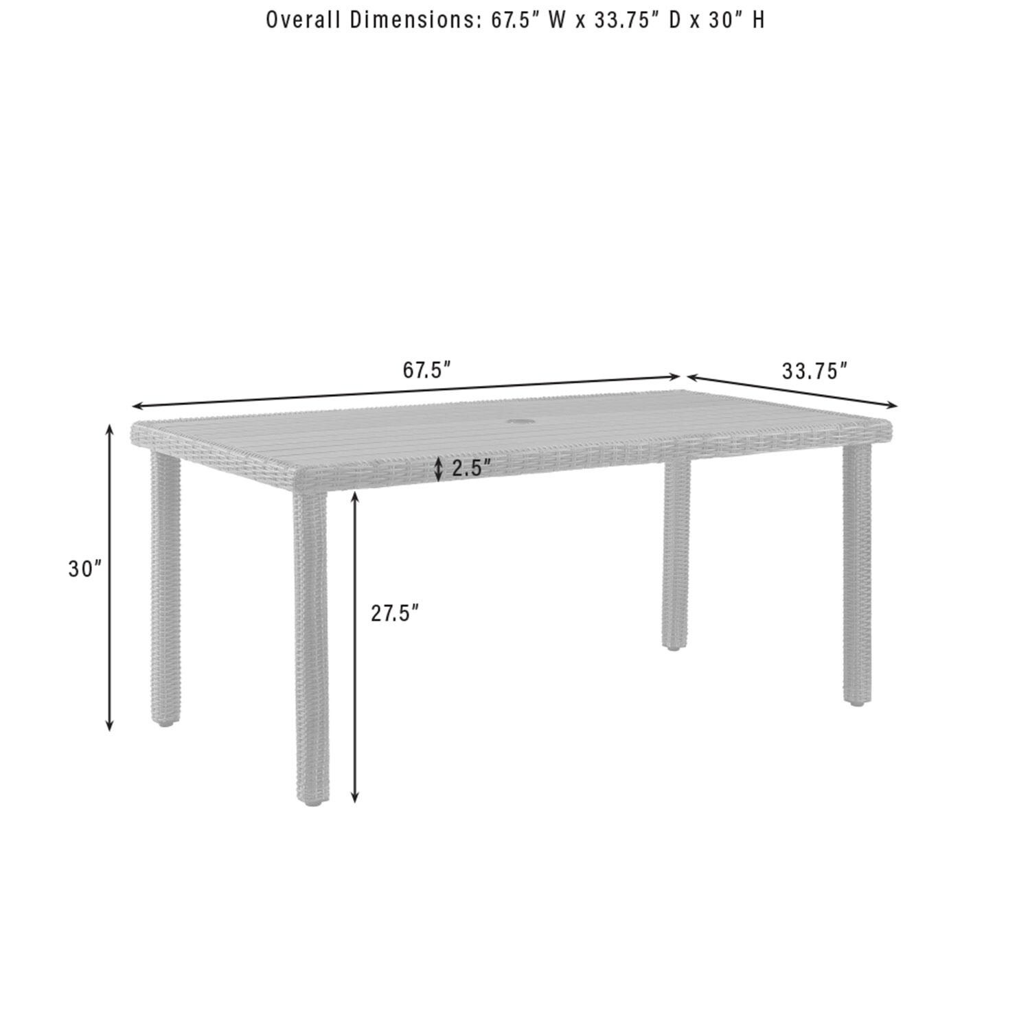 Ultimate Patio UP-92660WB-SA 5Pc Wicker Outdoor Dining Set in Sand - Dining Table Dimensions - Diagram thumbnail