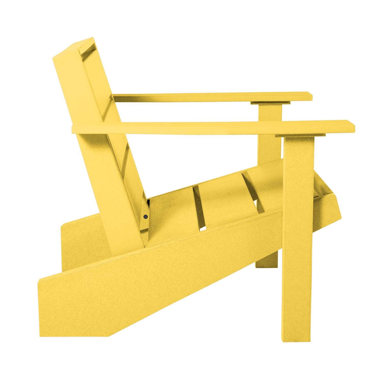 Hazel Cove Recycled Plastic Adirondack Chair in Sunbeam Yellow by Lakeview Outdoor Designs - Side View - White Background thumbnail