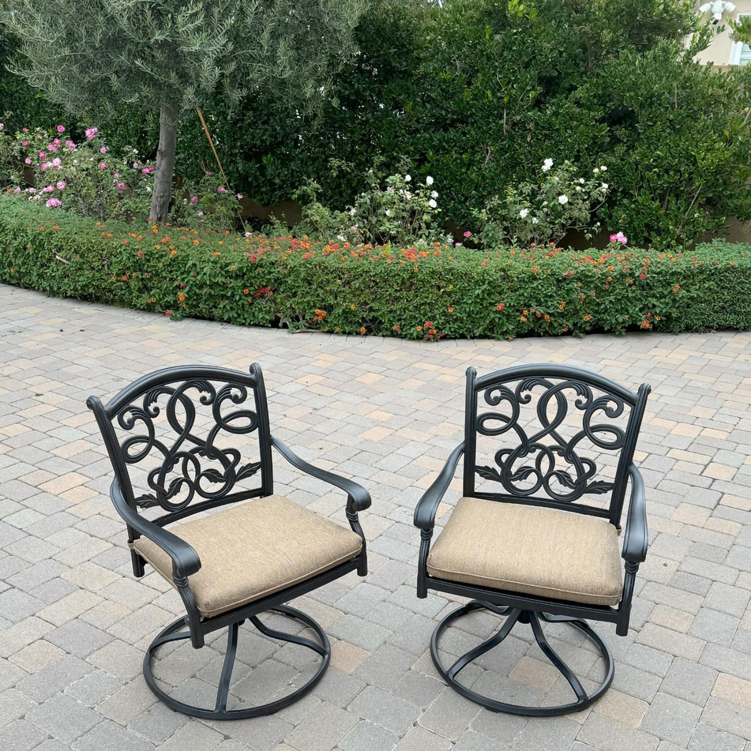Darlee B/DL2052-11PCDR-2350LE Santa Monica 11 Pc Cast Aluminum Dining Set w/ Rocker in Antique Bronze - Swivel Rocker - Lifestyle thumbnail