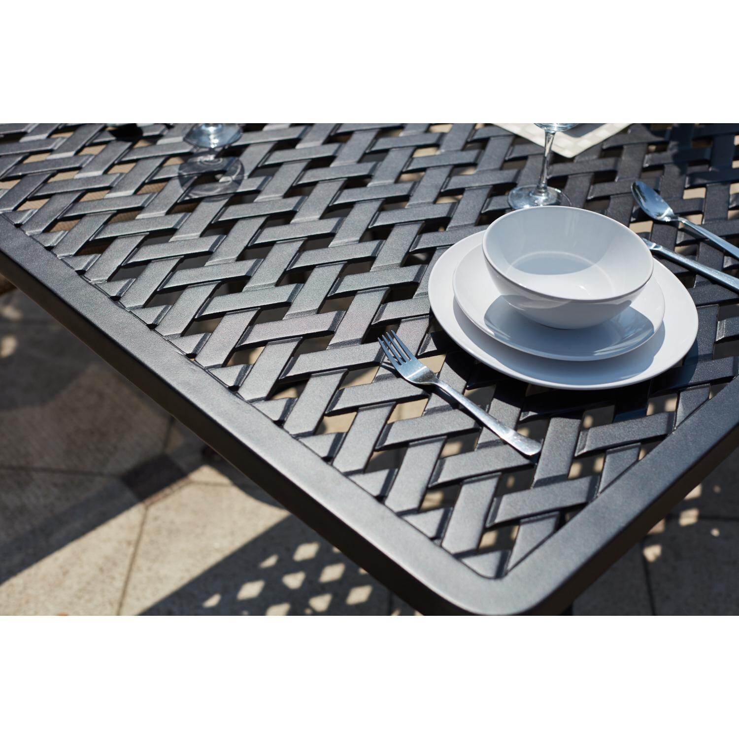 Darlee 201610-9PC-30SL Mountain View Cast Aluminum 92 X 42 Inch Rectangular Dining Table - Top Detail thumbnail