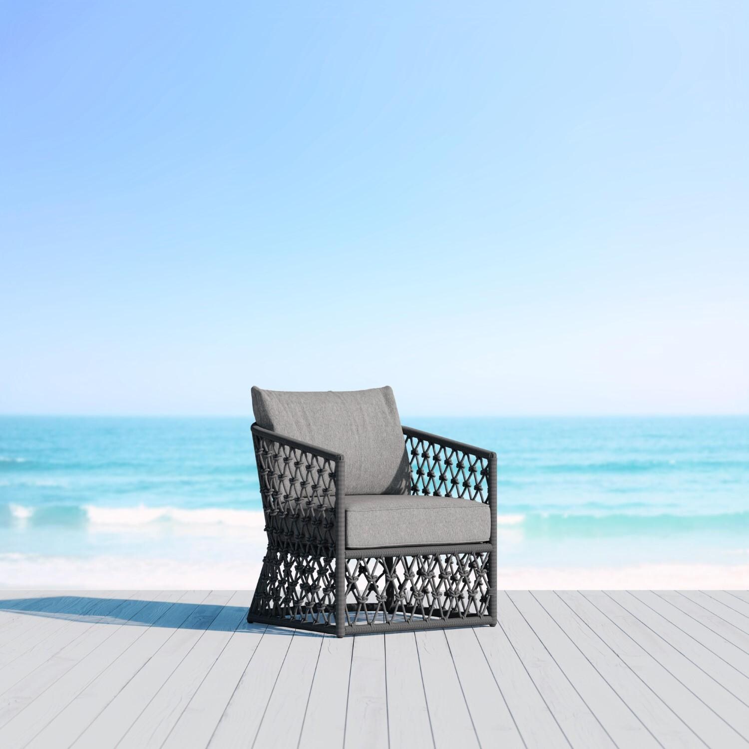 Azzurro Living AME-R07S1-CU Amelia Woven Rope Club Chair in Ash/Fog - Hero - Lifestyle thumbnail