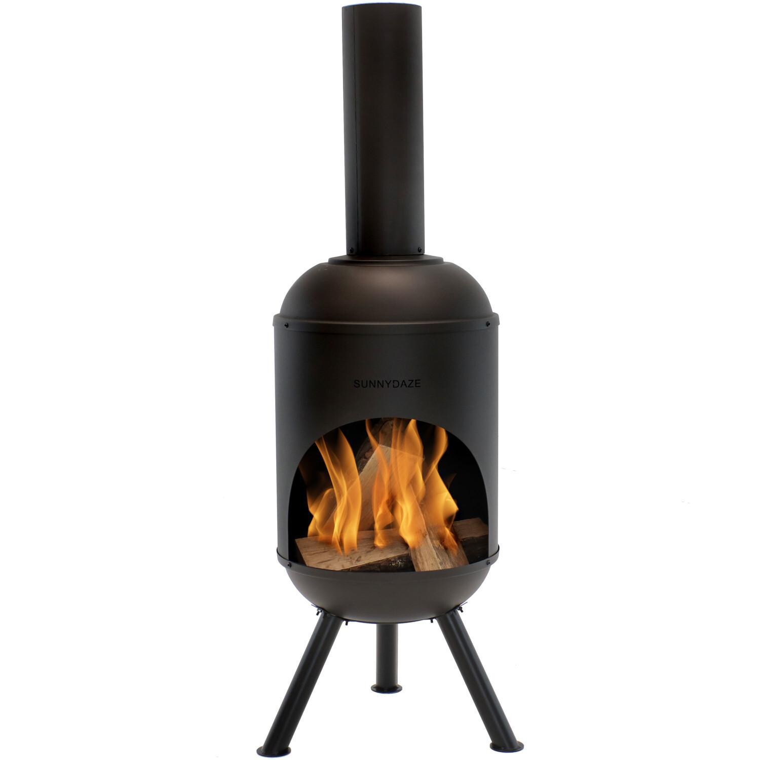 Ultimate Patio 60-Inch Steel Wood Burning Chiminea - In Use thumbnail