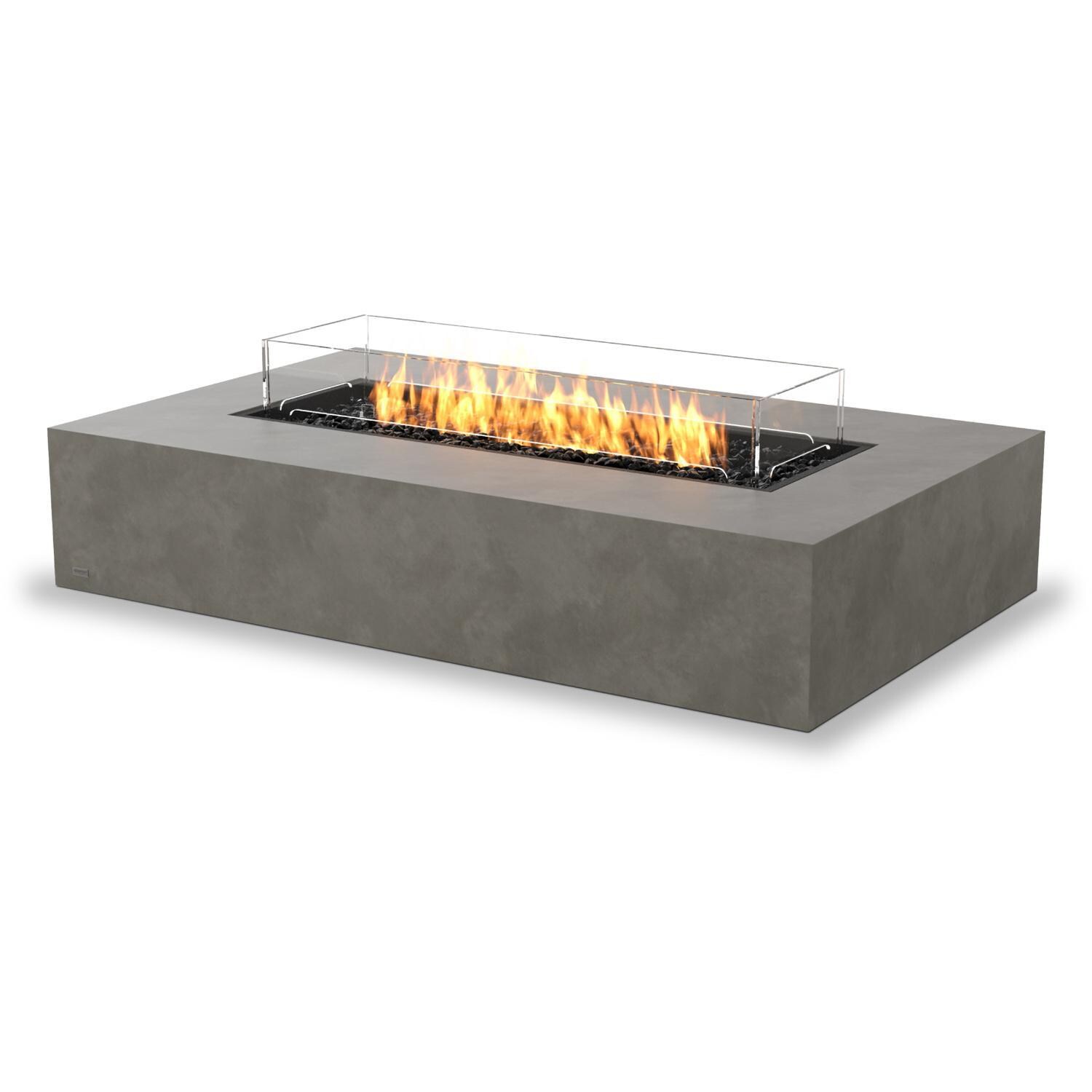 EcoSmart Fire ESF.O.WHF.65.NA.B Wharf 65 Inch Black Burner Rectangle Concrete Ethanol Pit Table in Natural Concrete - On the Patio - Lifestyle thumbnail