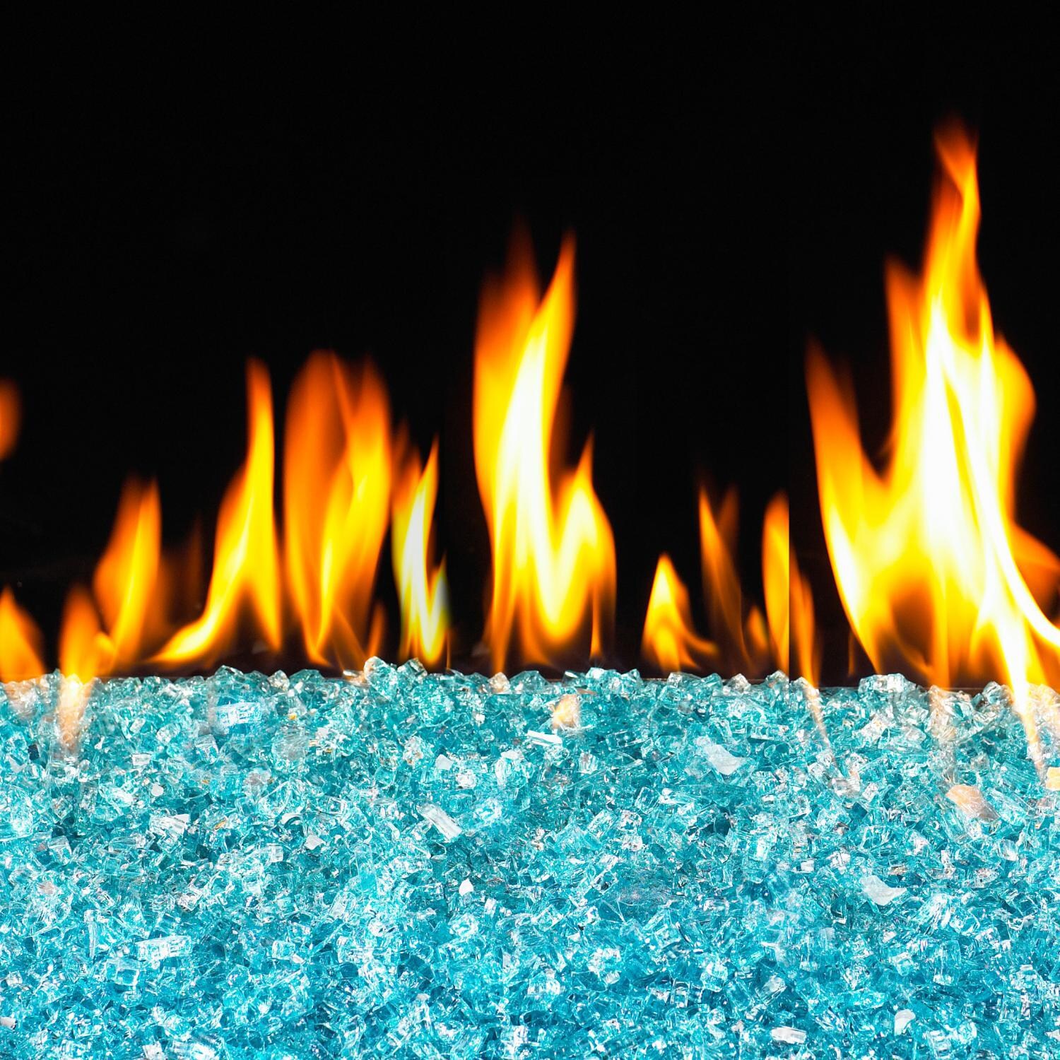 Peterson Real Fyre 30-Inch Azuria Indoor/Outdoor See-Thru Fire Glass Set With Vented Natural Gas Stainless G45 Burner - Match Light image