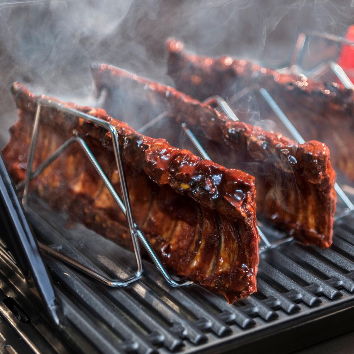 Charbroil 1944364R04 Grill+ Rib & Roast Rack - Rib Rack Side - Lifestyle thumbnail