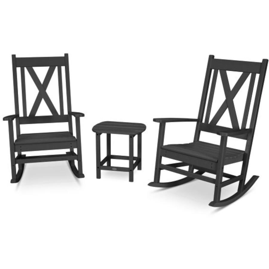 POLYWOOD Braxton 3-Piece Porch Rocking Chair Set in Black thumbnail