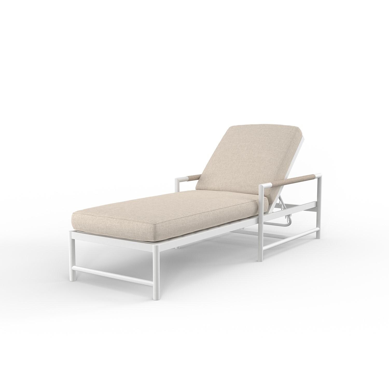 Sabbia Woven Rope Chaise Lounge in White/Echo Ash by Sunset West