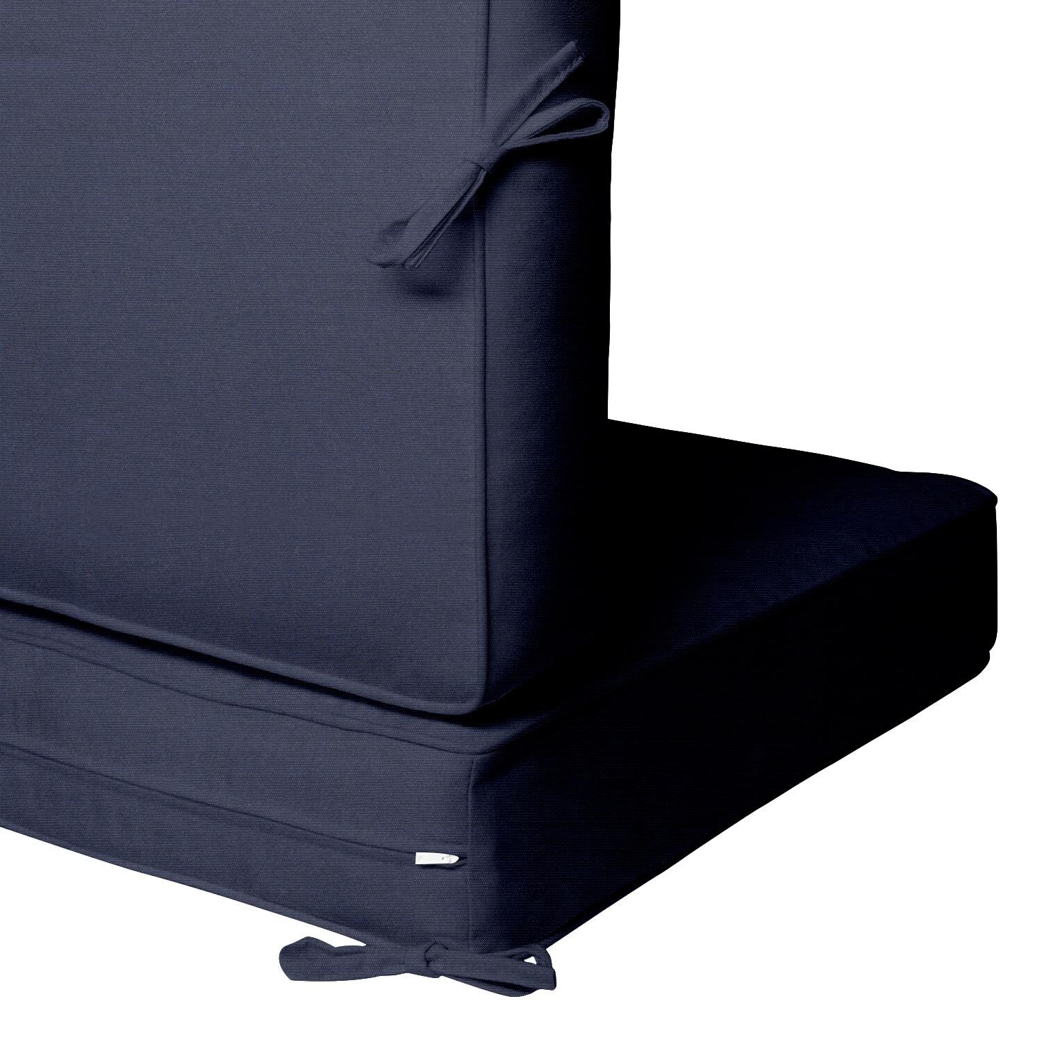 Sunbrella Spectrum Indigo 4 Piece Small Outdoor Replacement Loveseat Cushion Set W/ Piping By UltimatePatio.com - Zipper and Tie Detail thumbnail