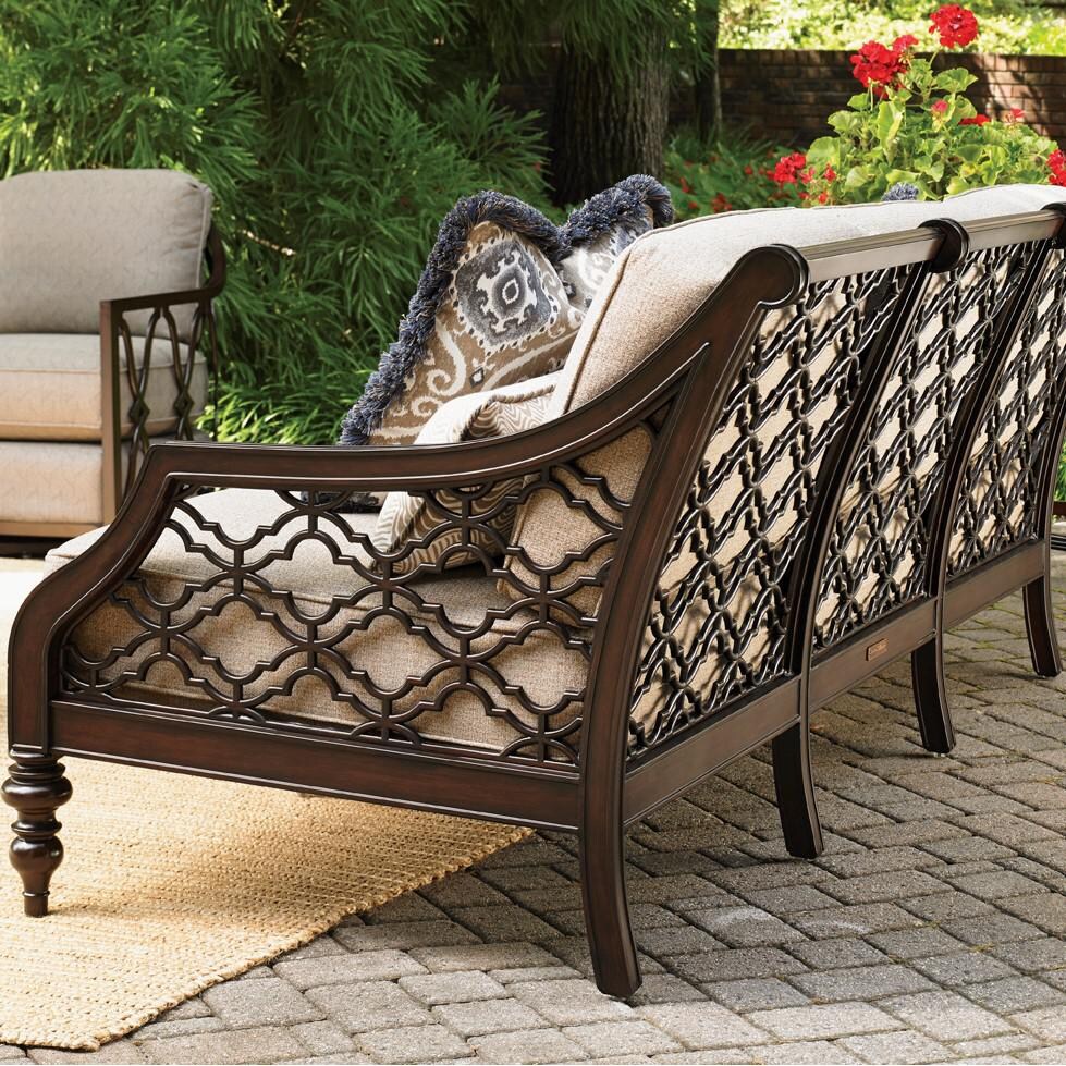 Tommy Bahama 3235-33 Black Sands Aluminum Patio Sofa - On the Patio - Side View thumbnail