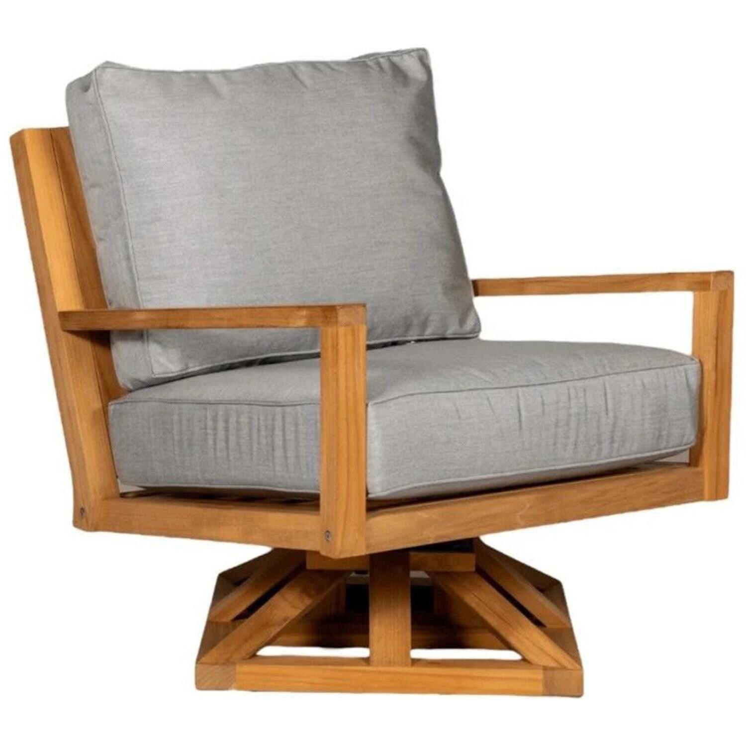 Royal Teak Collection COASW-G Coastal Teak Swivel Chair w/ Sunbrella Cushions in Canvas Granite - Chair - White Background thumbnail