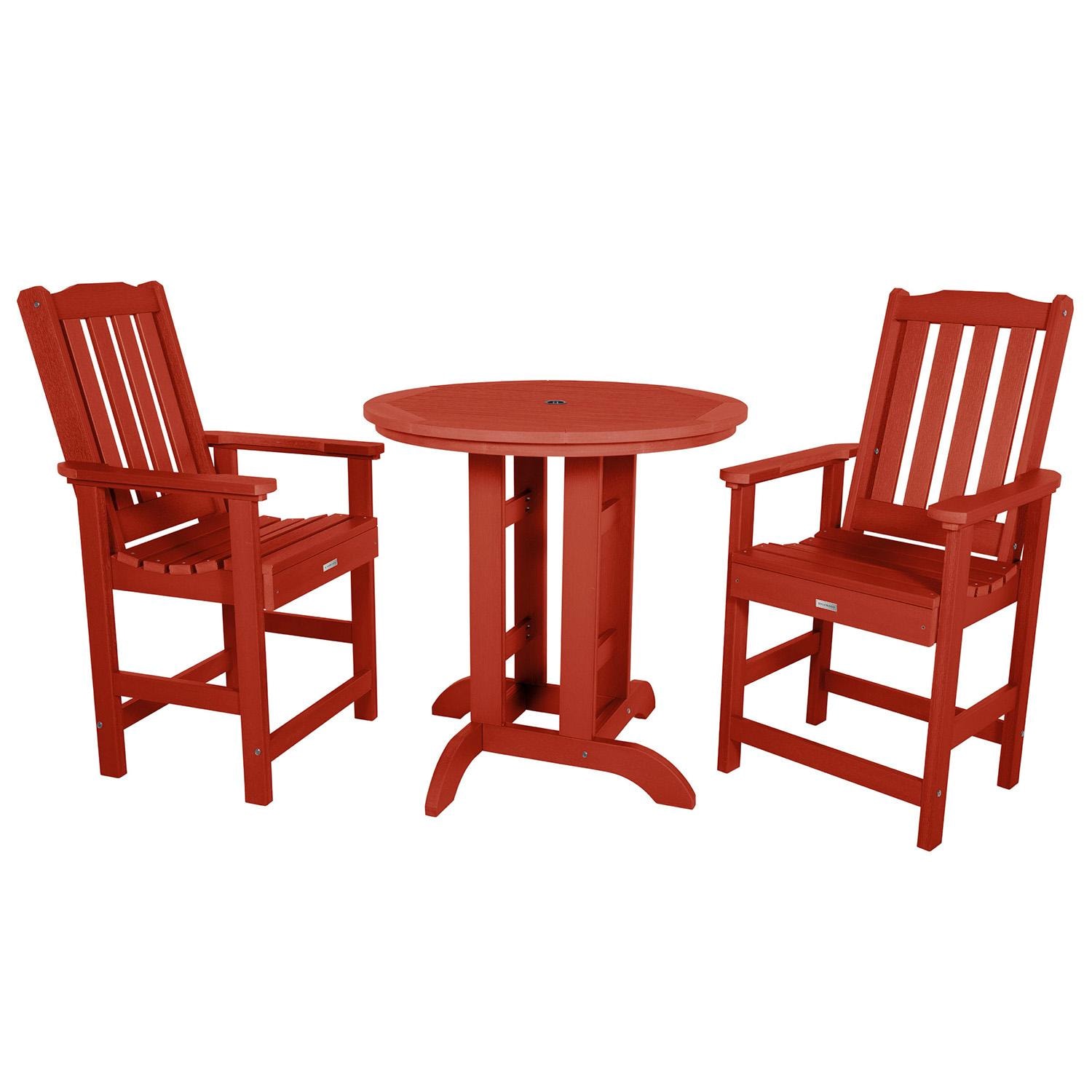 Hart Lane 3 Pc Recycled Plastic Round Counter Dining Set in Rustic Red By Lakeview Outdoor Designs - White Background thumbnail