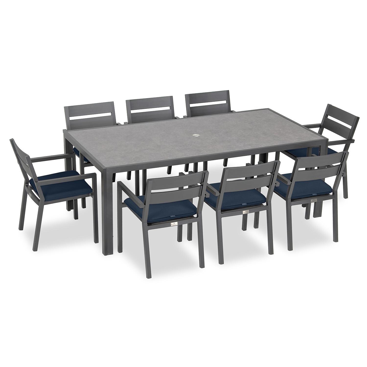 Calm Bay 9 Pc Rectangular Dining Set in Slate/Spectrum Indigo by Lakeview - White Background thumbnail