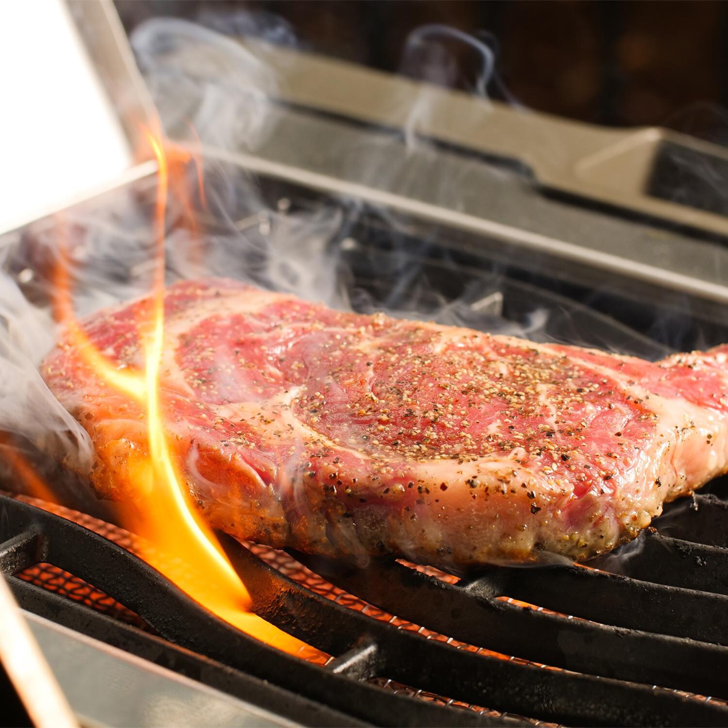 Napoleon LEX485RSIBPSS-1 LEX 485 Propane Gas Grill With Infrared Rear Burner And Infrared Side Burner - Searing Steak On The Side Burner thumbnail