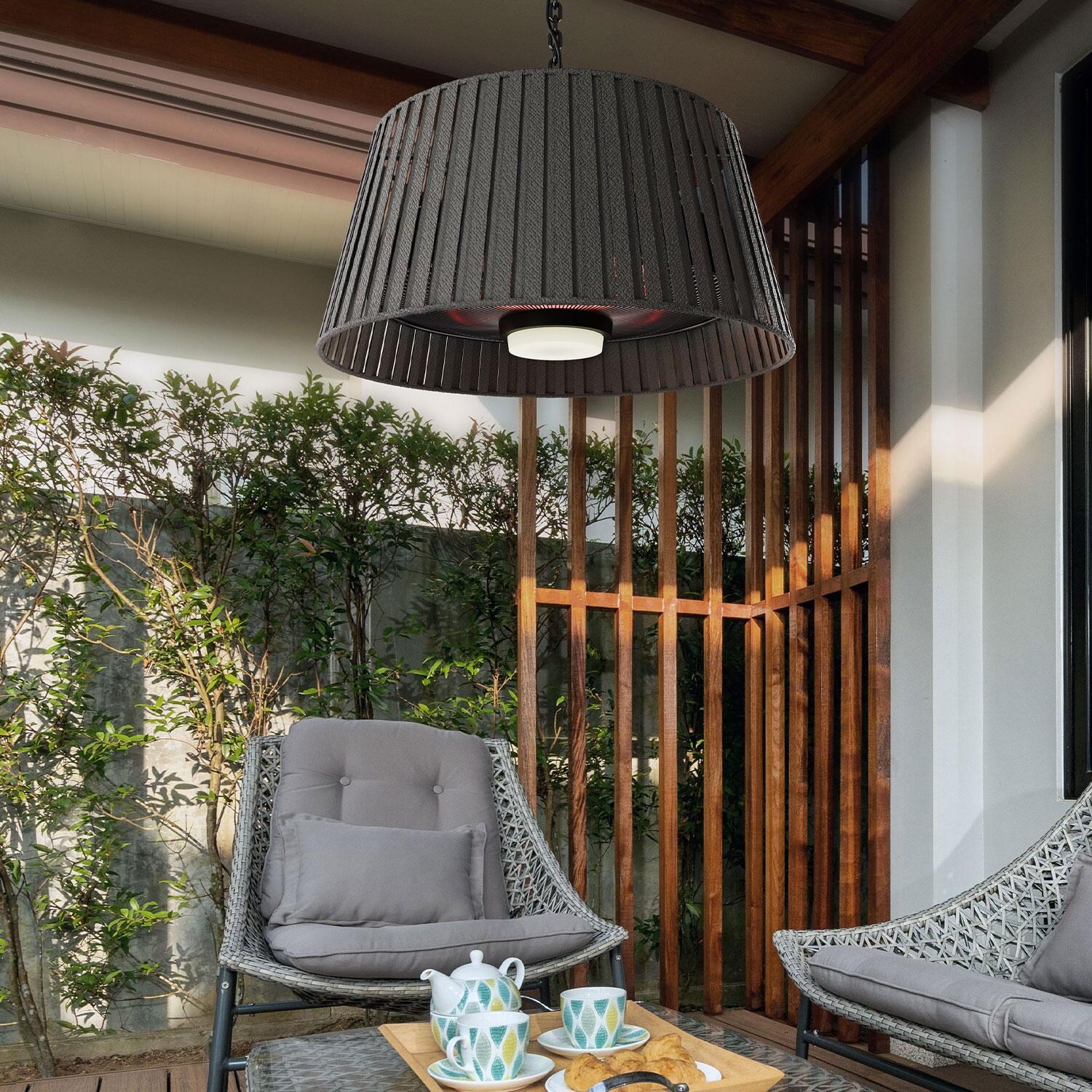 Eurofase EFH0139 22-in Vellura 1500 Watt Single Element Electric Hanging Patio Heater - Black - Patio - Lifestyle thumbnail