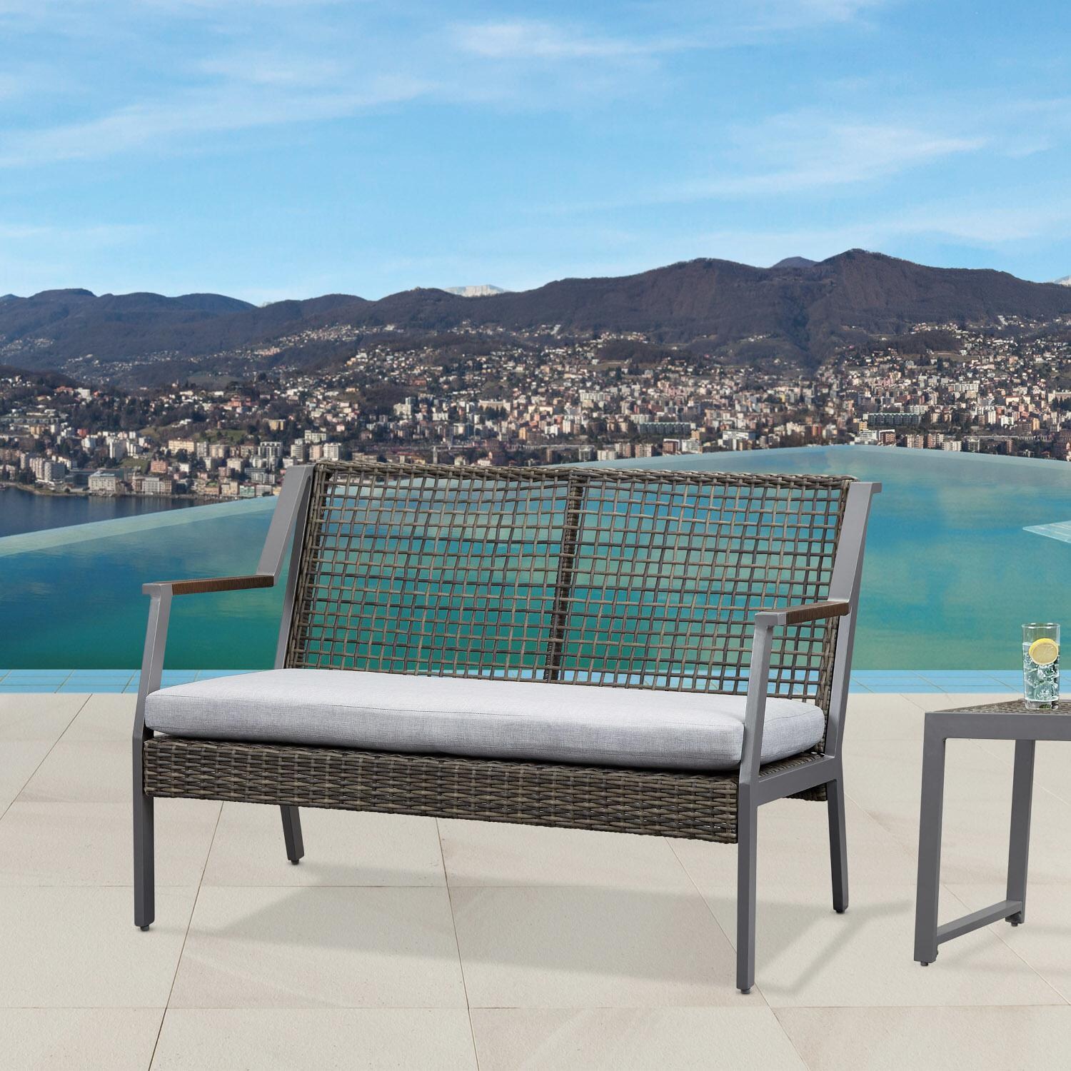 Rustic Bay 47 Inch Aluminum Bench in Gray by Lakeview Outdoor Designs