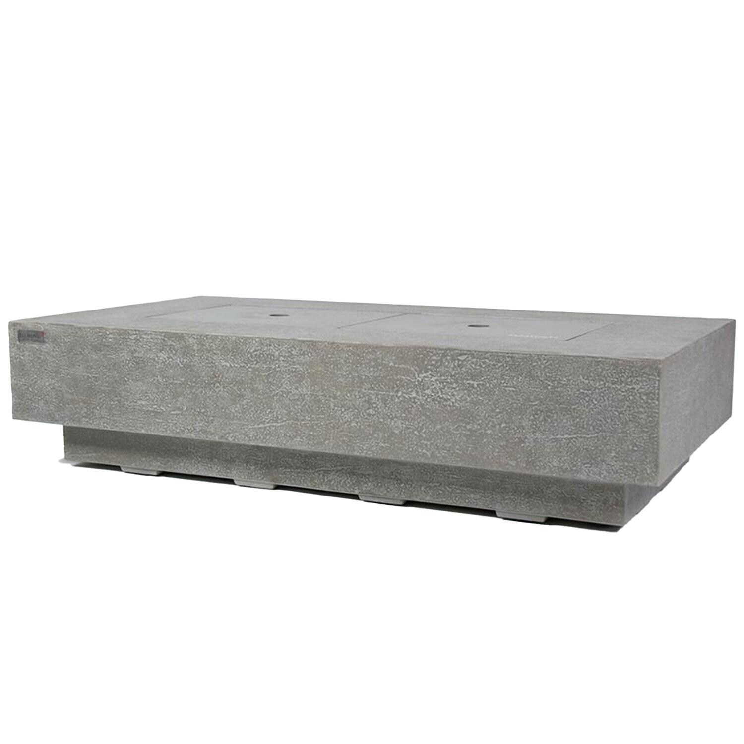 Riviera OFG415LG-LP 60 Inch Rectangular Concrete Propane Fire Pit Table in Gray By Elementi - Covered - Side View - Lifestyle thumbnail