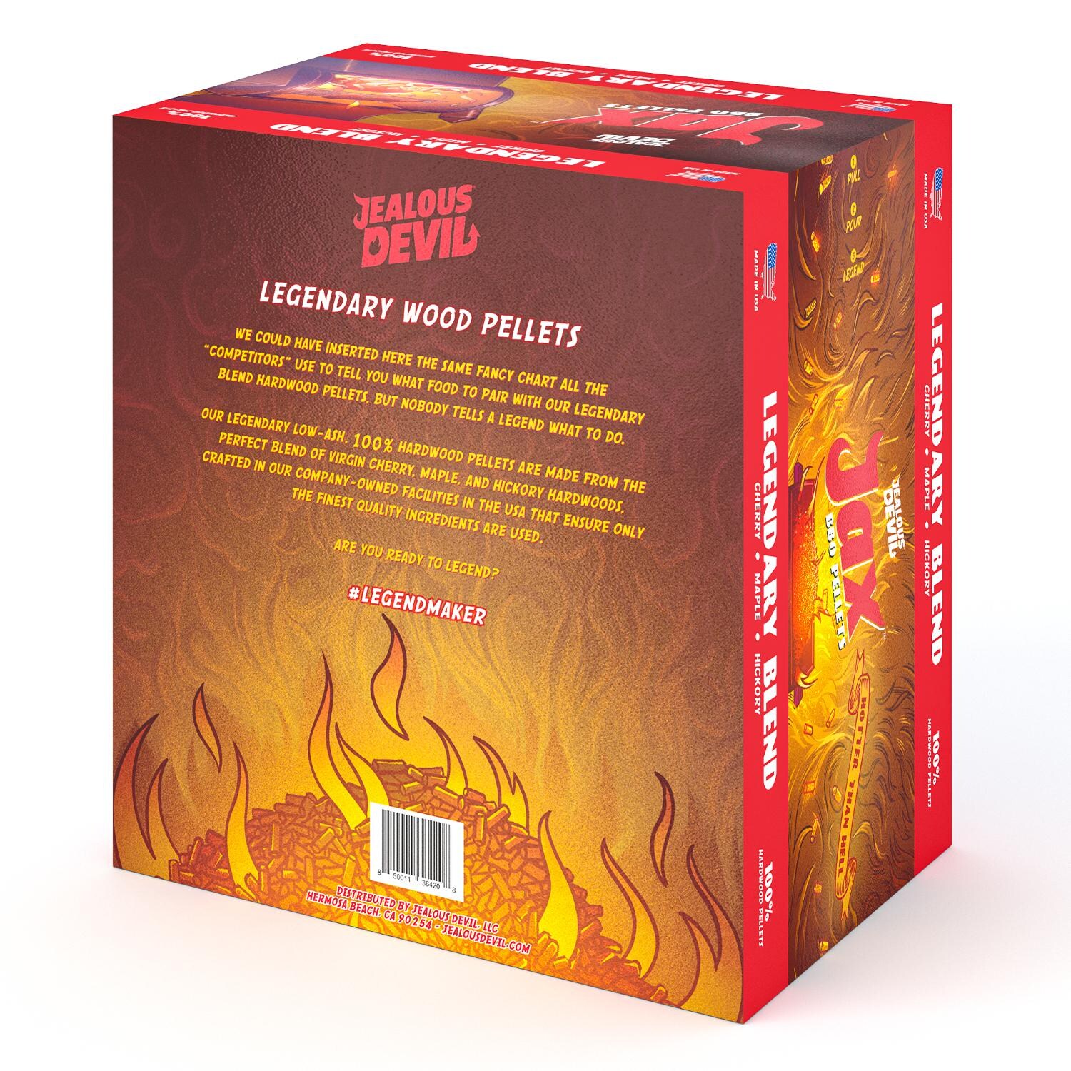 Jealous Devil - JDJAXLEGEND20 - Jax Hardwood BBQ Pellets - Legendary Blend - Back Of Box