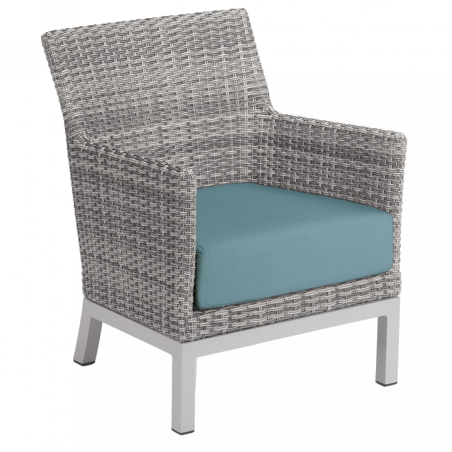 Argento Wicker Patio Club Chair W/ Ice Blue Cushion thumbnail