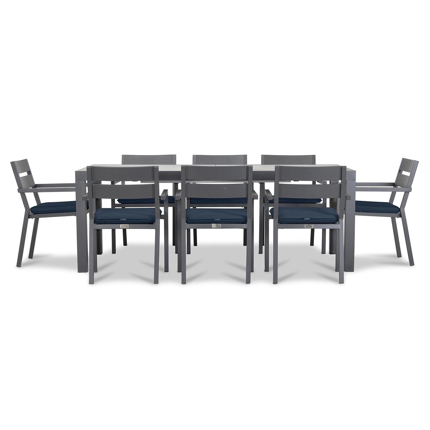 Calm Bay 9 Pc Extendable Dining Set in Slate/Concrete/Spectrum Indigo by Lakeview - White Background 3 thumbnail