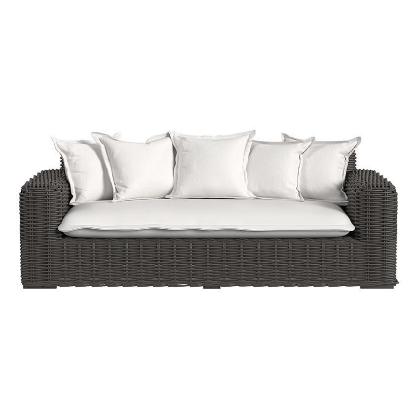 Cabo 2 Person Resin Wicker Loveseat in Kahlua/Soothe Pearl by Sunset West - Front - White Background thumbnail